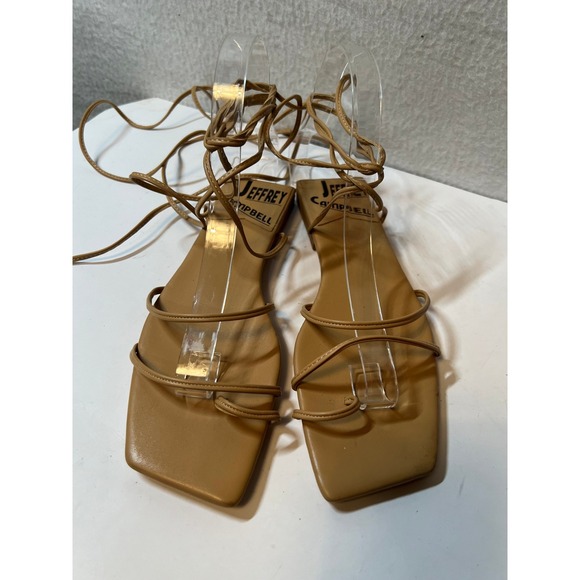 Jeffrey Campbell Lace Up Square Toe Sandals‎ Women's Size 5.5 Tan - Picture 11 of 12